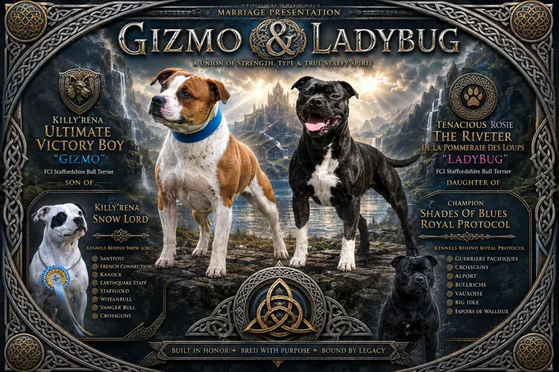 Portée de Staffordshire bull terrier, élevage De la Pommeraie des Loups