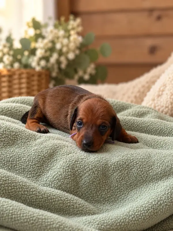 CHIOT 1 - femelle naine fauve, Teckel, élevage Du Sapin Epineux