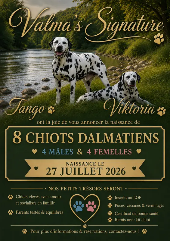 Portée de Dalmatien, élevage Valma's Signature