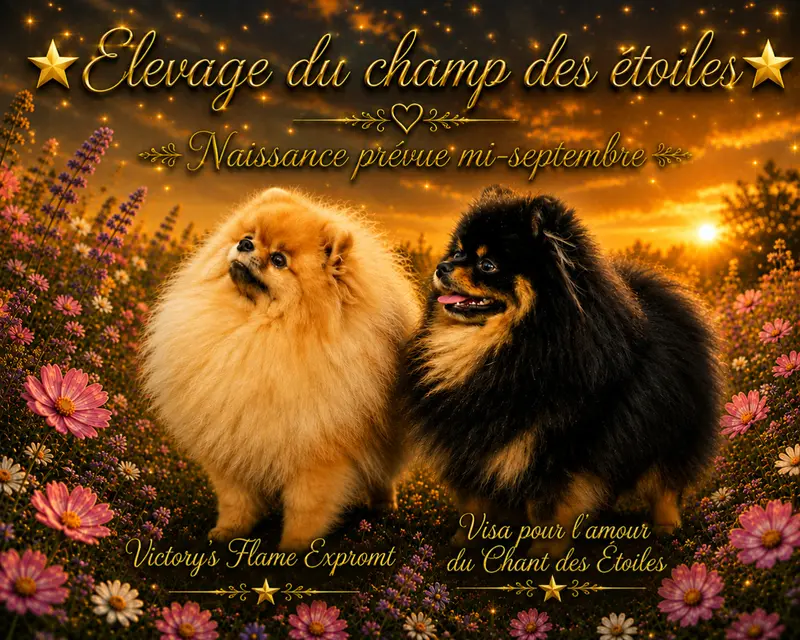 Portée de Spitz allemand, élevage Du Chant des Etoiles