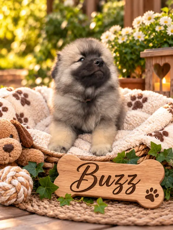 BUZZ - Collier marron, Spitz allemand, élevage Le Renard et le Loup