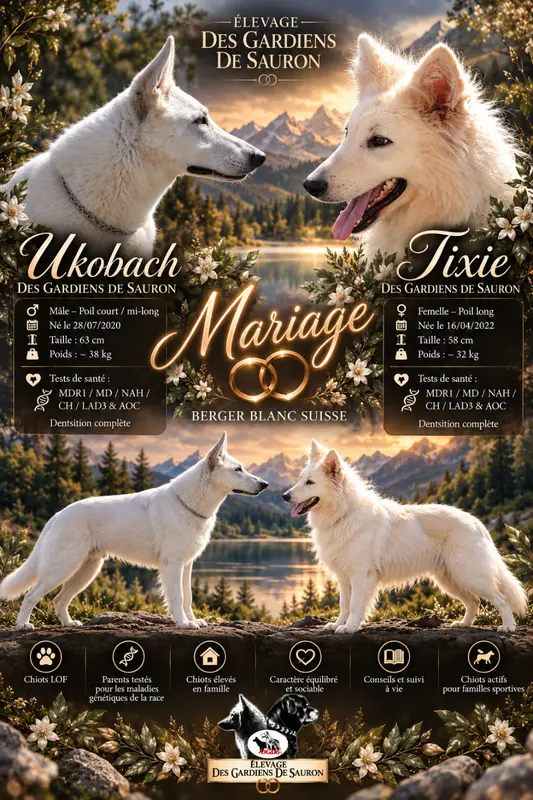 Portée de Berger blanc suisse, élevage Des Gardiens de Sauron